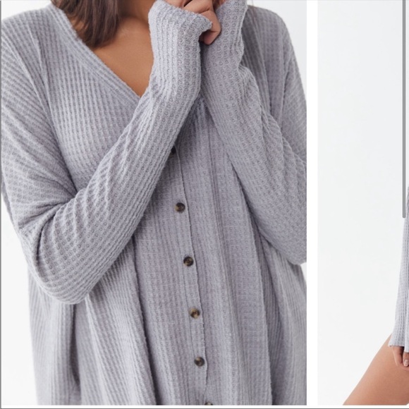 Urban Outfitters Out from Under Thermal Button-Front Cardigan Top Blouse - Picture 2 of 3